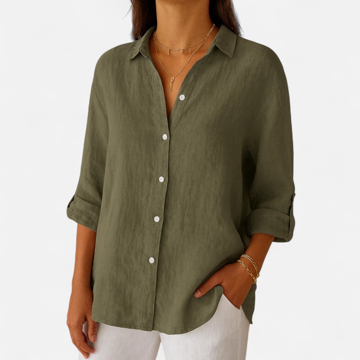 Old Monarchy | Women’s Linen Long Sleeve Blouse – Premium Lightweight Elegance for Refined Casual & Everyday Grace