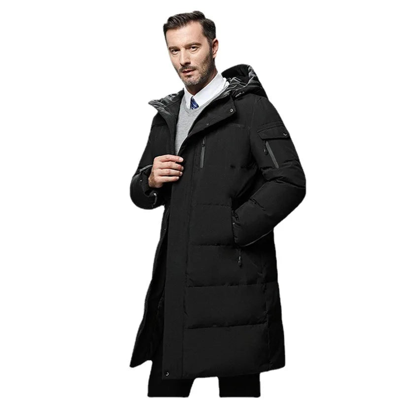 Men's Long Parkas Oversized Thick Male Coat High Quality Fleece Casual Padded Jackets Men Warm Jacket